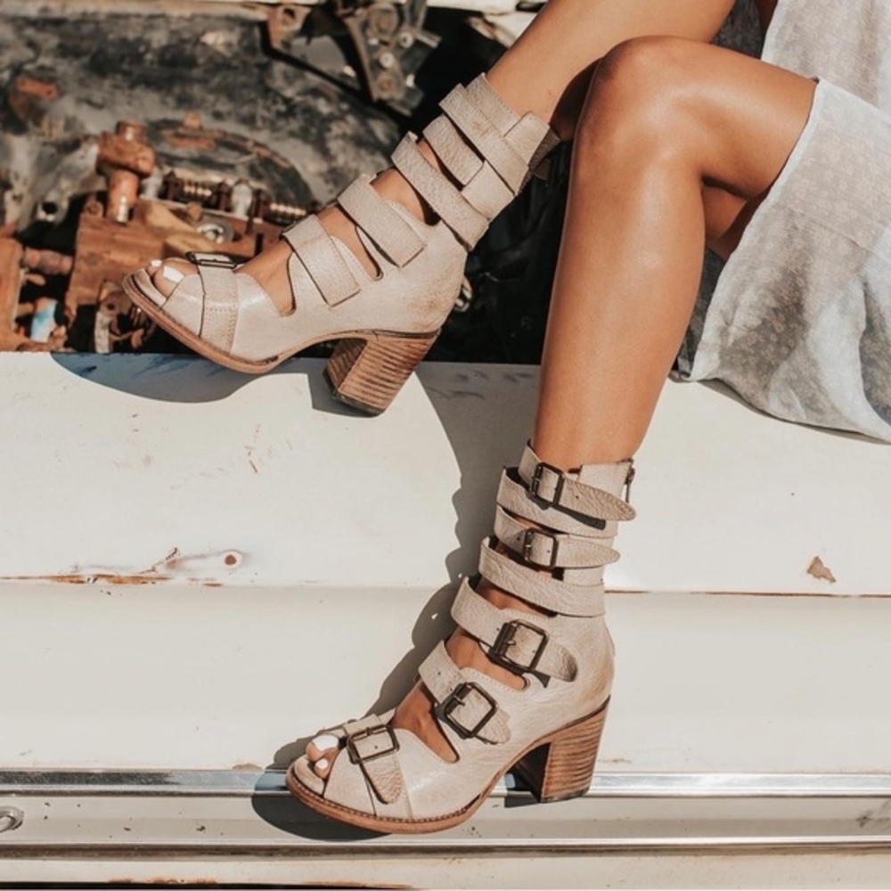 Freebird by Steven Beige Buckle Heels